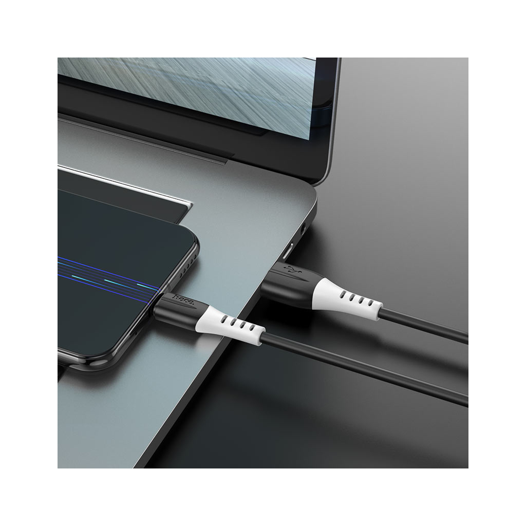 Дата кабель USB 2.0 AM to Micro 5P 1.0m 2.4A silicone X82 black HOCO (6931474768551) - зображення 6