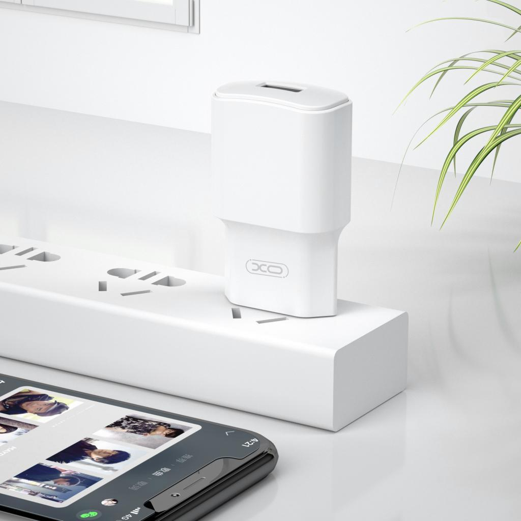 Зарядний пристрій XO L73 2.4A/1USB + cable lightning White (XO-L73i-WH) - зображення 4