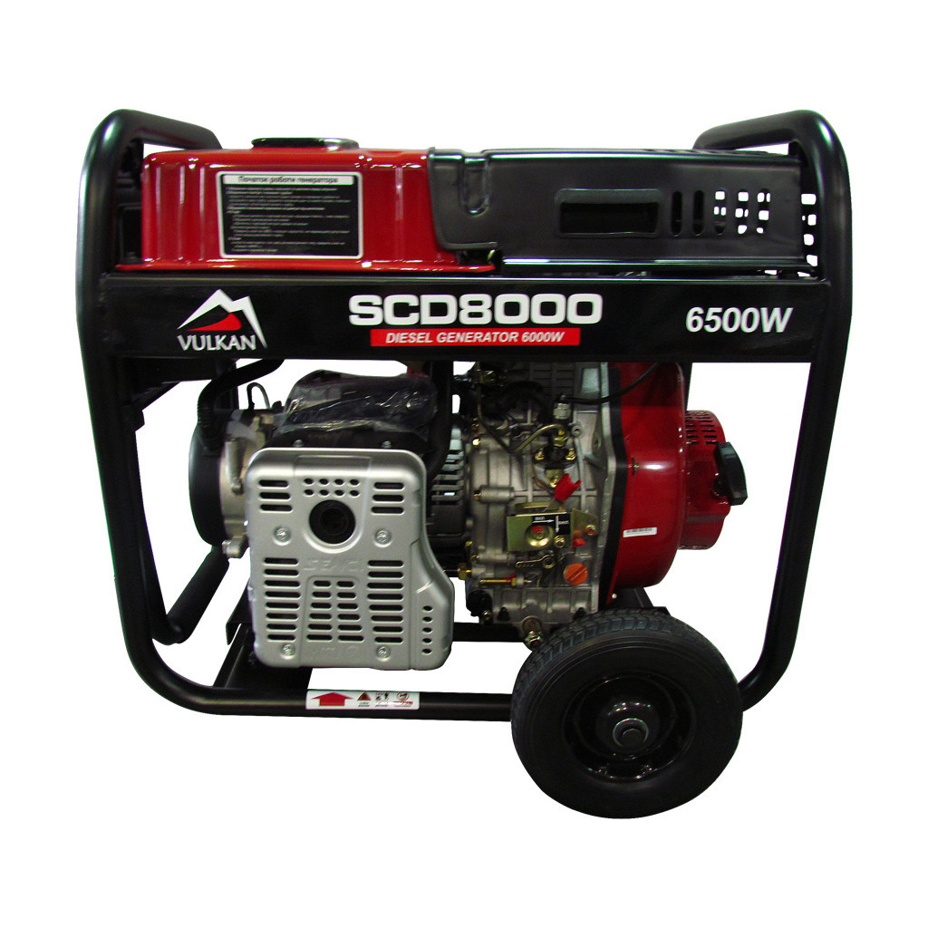 Генератор Vulkan SCD8000 дизель 1ф 6,5kW ел.старт, 18л, колеса (SCD8000) - зображення 2