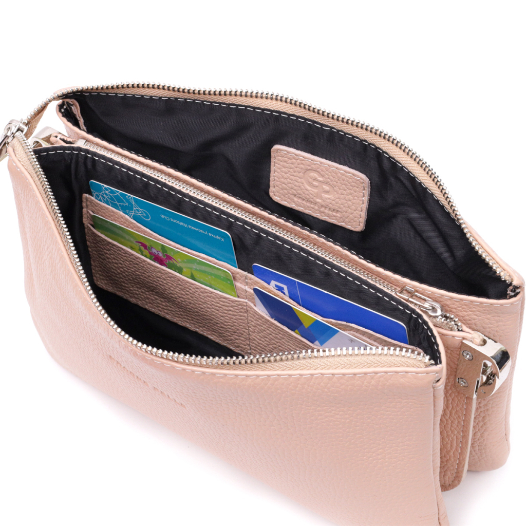 Сумка Grande Pelle З натуральної зернистої шкіри Пудрова (11698) - зображення 7