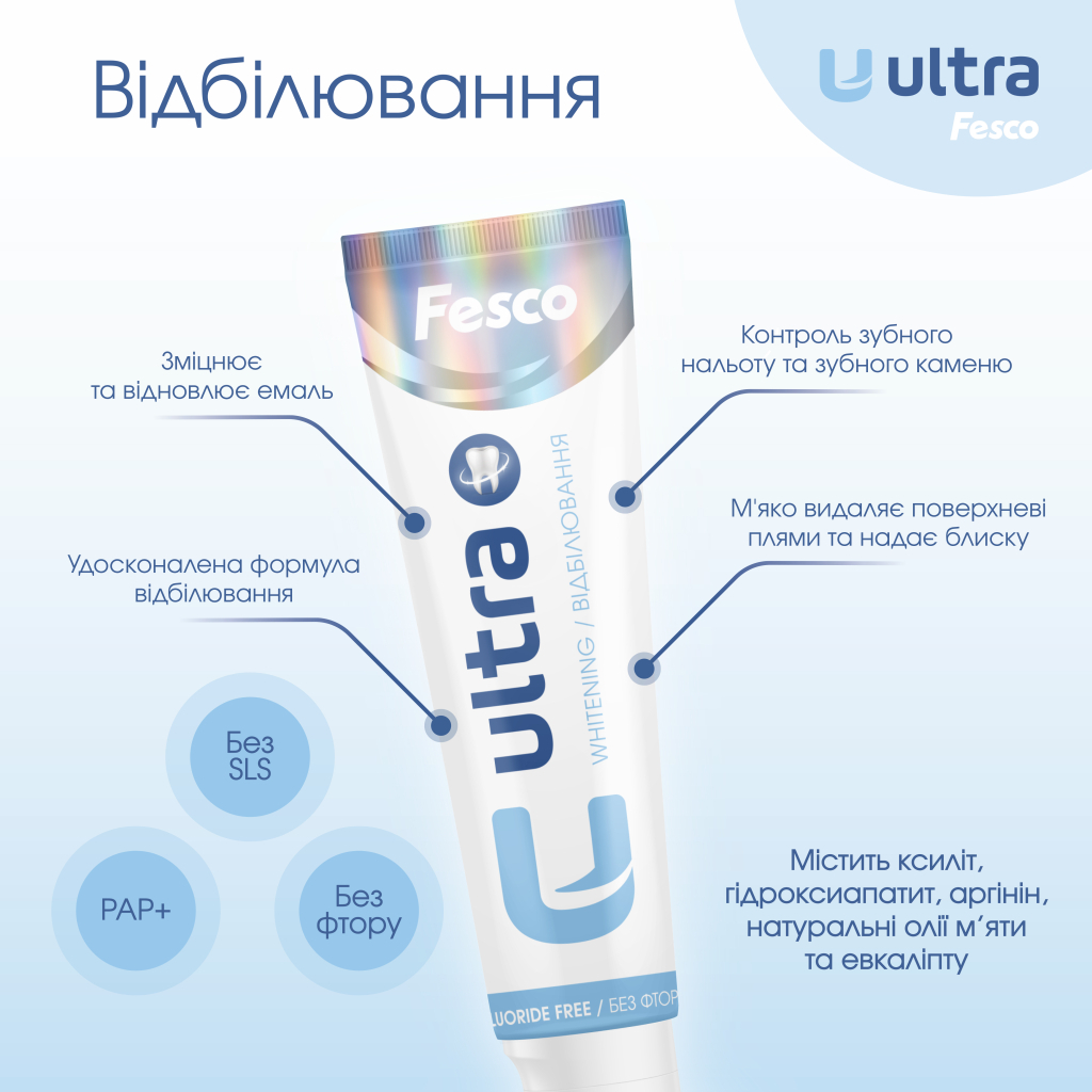 Зубна паста Fesco Ultra Whitening Відбілювання 100 мл (4820204701970) - изображение 3