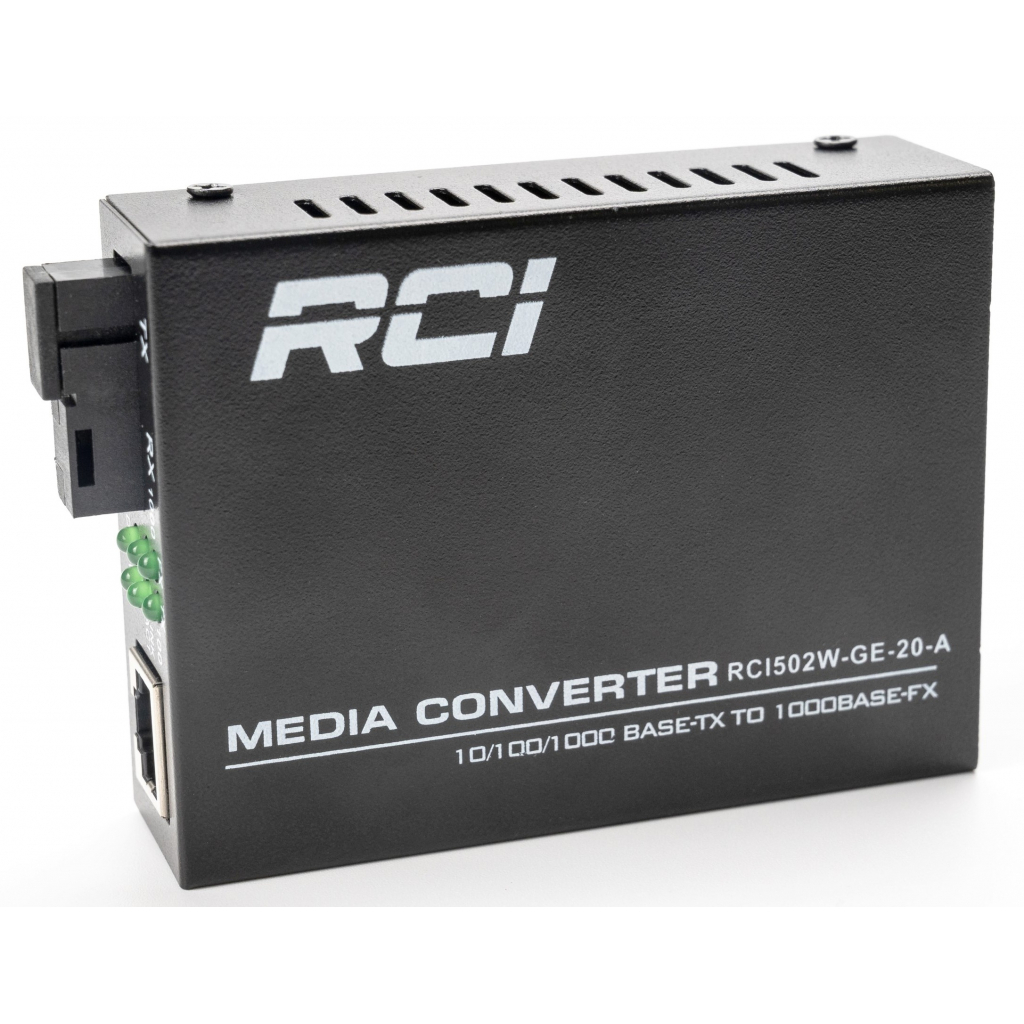 Медіаконвертер RCI 1G, 20km, SC, RJ45, Tx 1310nm standart size metal case (RCI502W-GE-20-A) - зображення 2