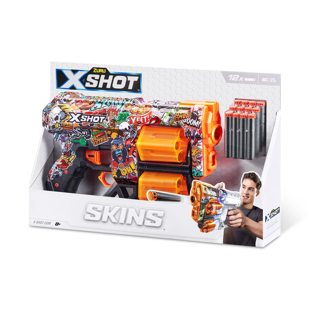 Іграшкова зброя Zuru X-Shot Швидкострільний бластер Skins Dread Sketch (12 патронів) (36517H) - зображення 6