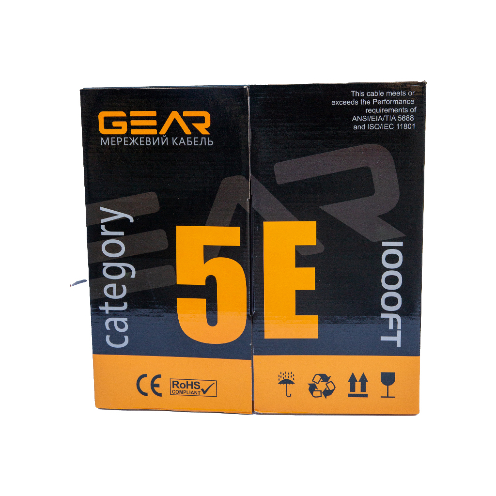 Кабель мережевий UTP 305м, cat.5e, CCA, 4*2*0,51, PVC, indoor, grey GEAR (GEC-UTPCCA051305) - изображение 3