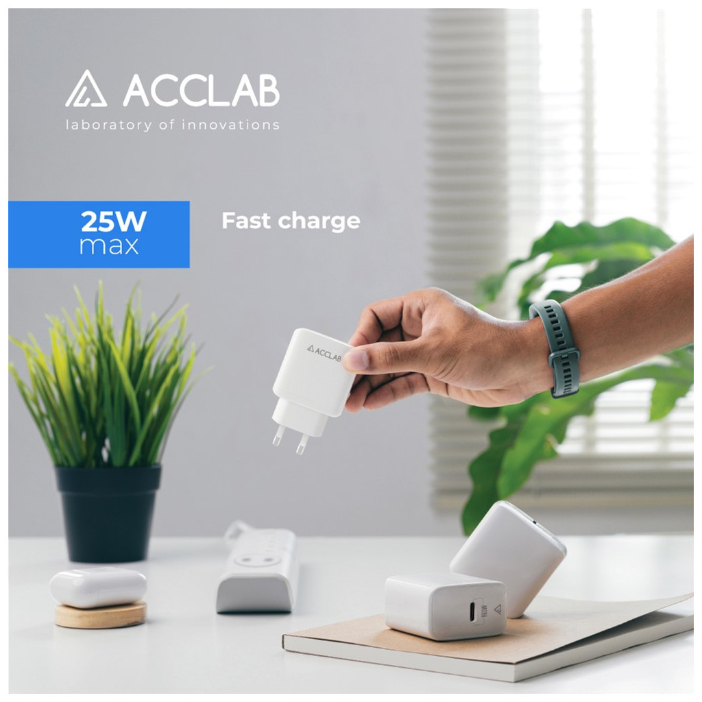 Зарядний пристрій ACCLAB AL-TC125 1хType-C 5В/3A/25W QC/PD3.0 (1283126538841) - зображення 6