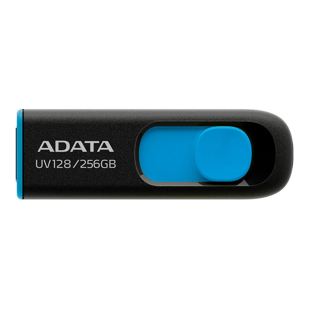 USB флеш накопичувач ADATA 256GB UV128 Black/Blue USB 3.2 (AUV128-256G-RBE) - зображення 1