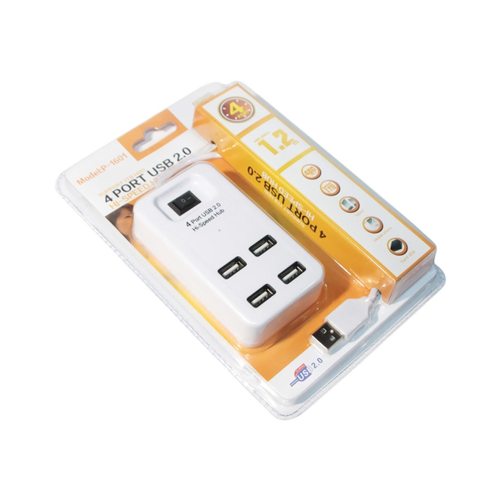 Концентратор Voltronic USB 2.0 to 4xUSB with power switch white (YT-HWS4-W) - зображення 3