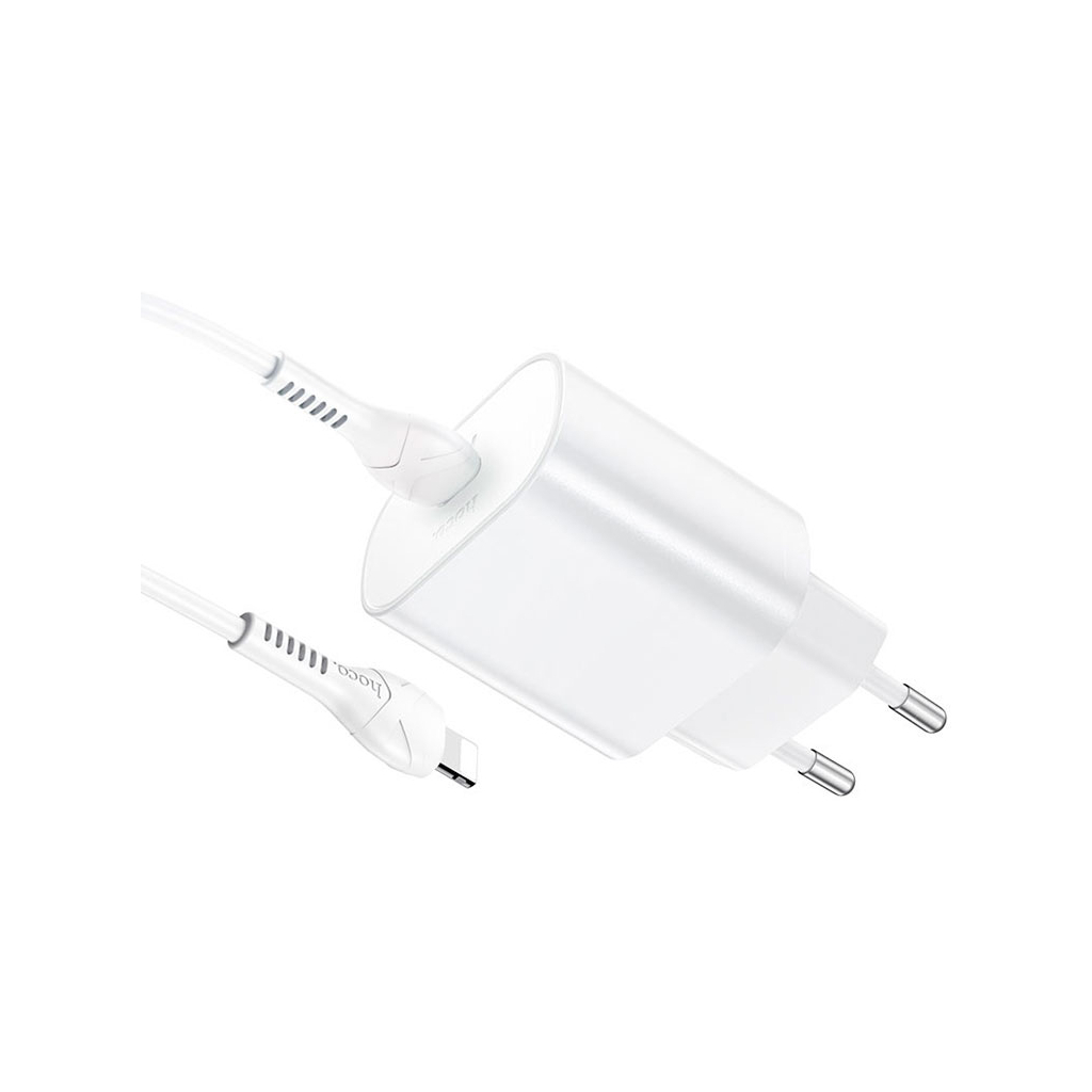 Зарядний пристрій HOCO N22 Jetta USB-C PD25W + cable USB-C to Lightning White (6931474760074) - зображення 5