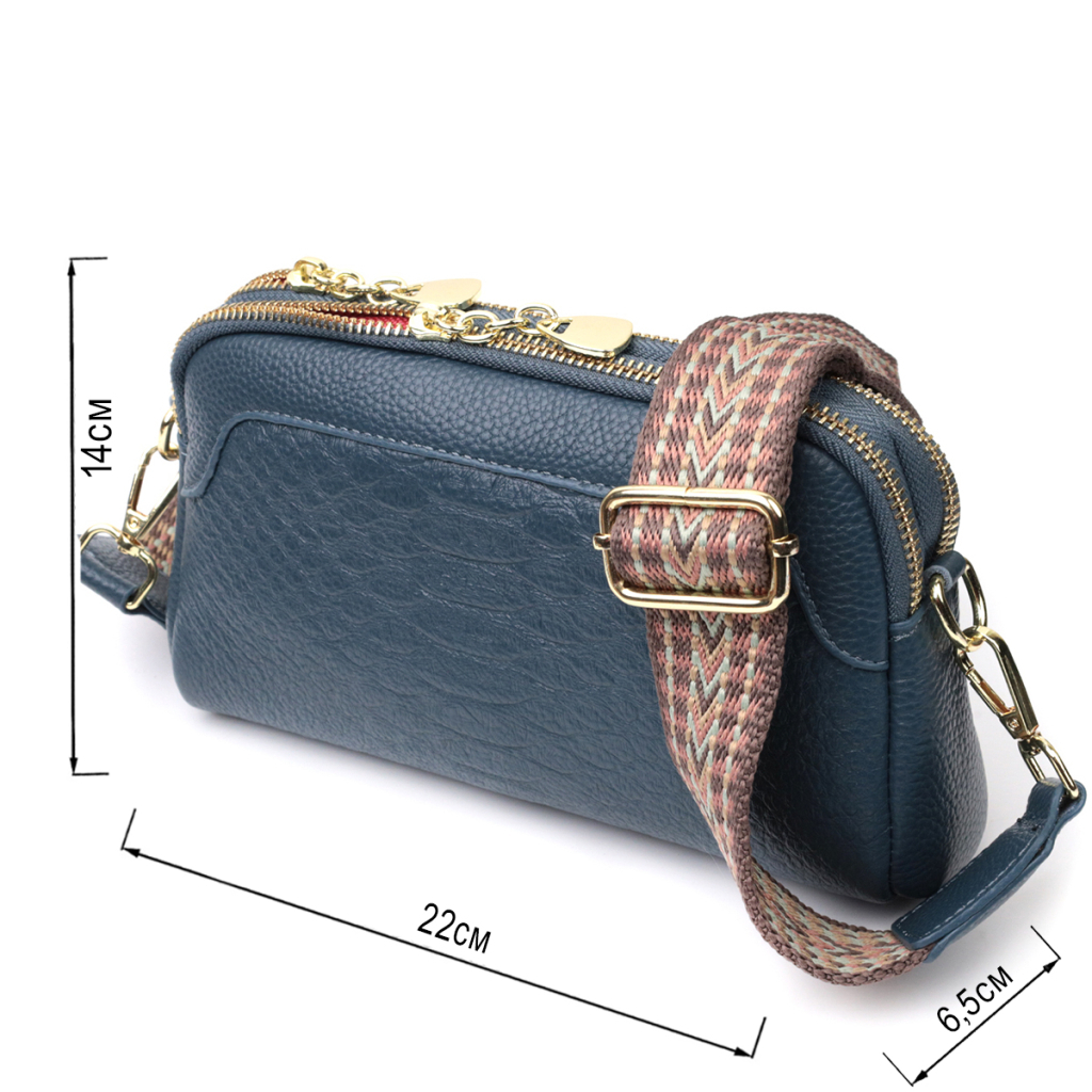 Сумка Vintage На два відділення з натуральної шкіри Синя (22355) - зображення 3