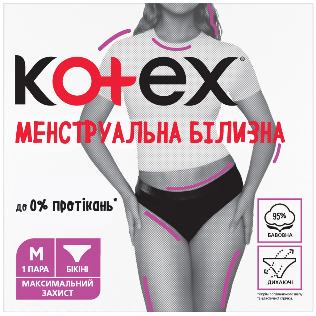 Гігієнічні прокладки Kotex Менструальна білизна Розмір M 1 шт. (5029053590226) - зображення 1