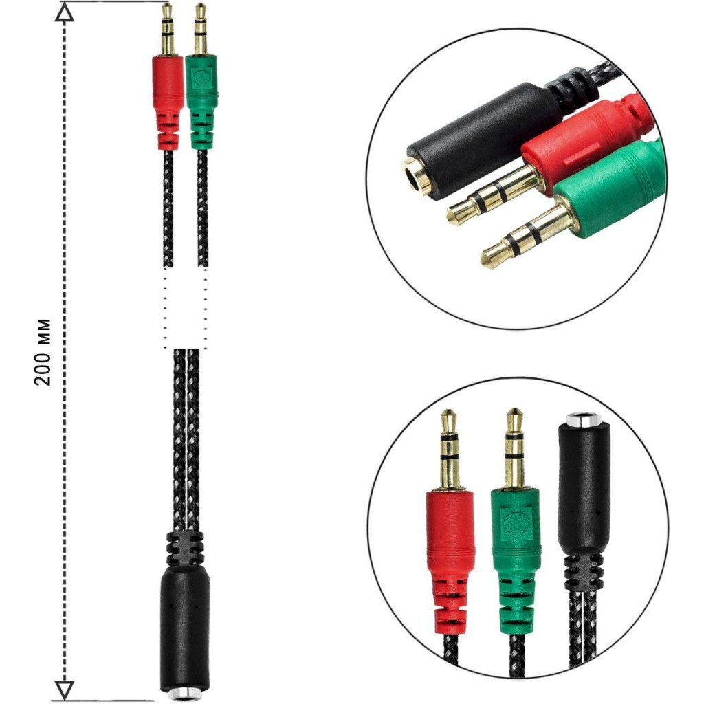 Перехідник XoKo AC-007 2x3.5-мм jack(F) - 3.5-мм 4pin jack(M) (XOKO AC-007) - зображення 3