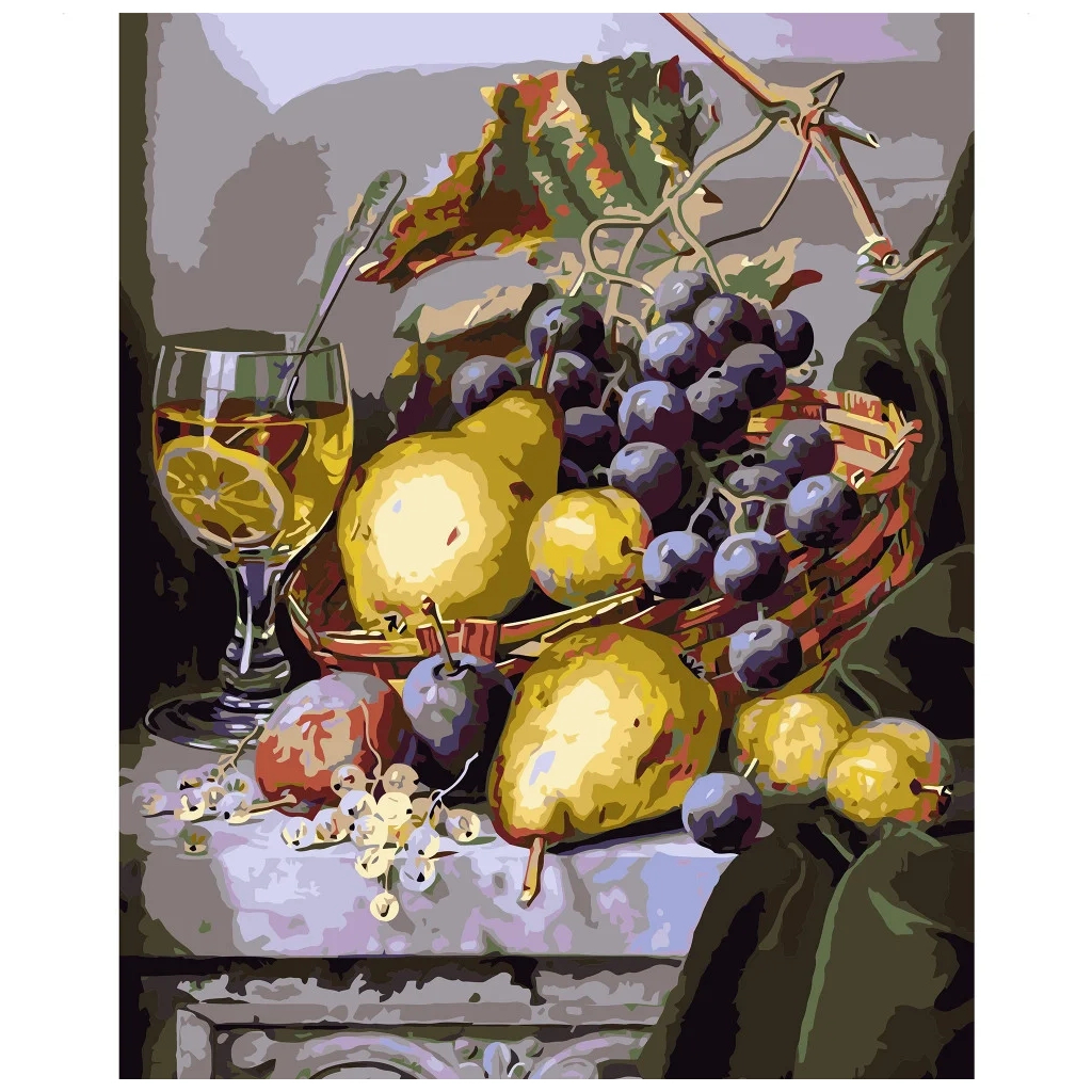 Картина по номерам Strateg Натюрморт з грушами та виноградом VA-0903 40х50 см (4820220566768) - зображення 1