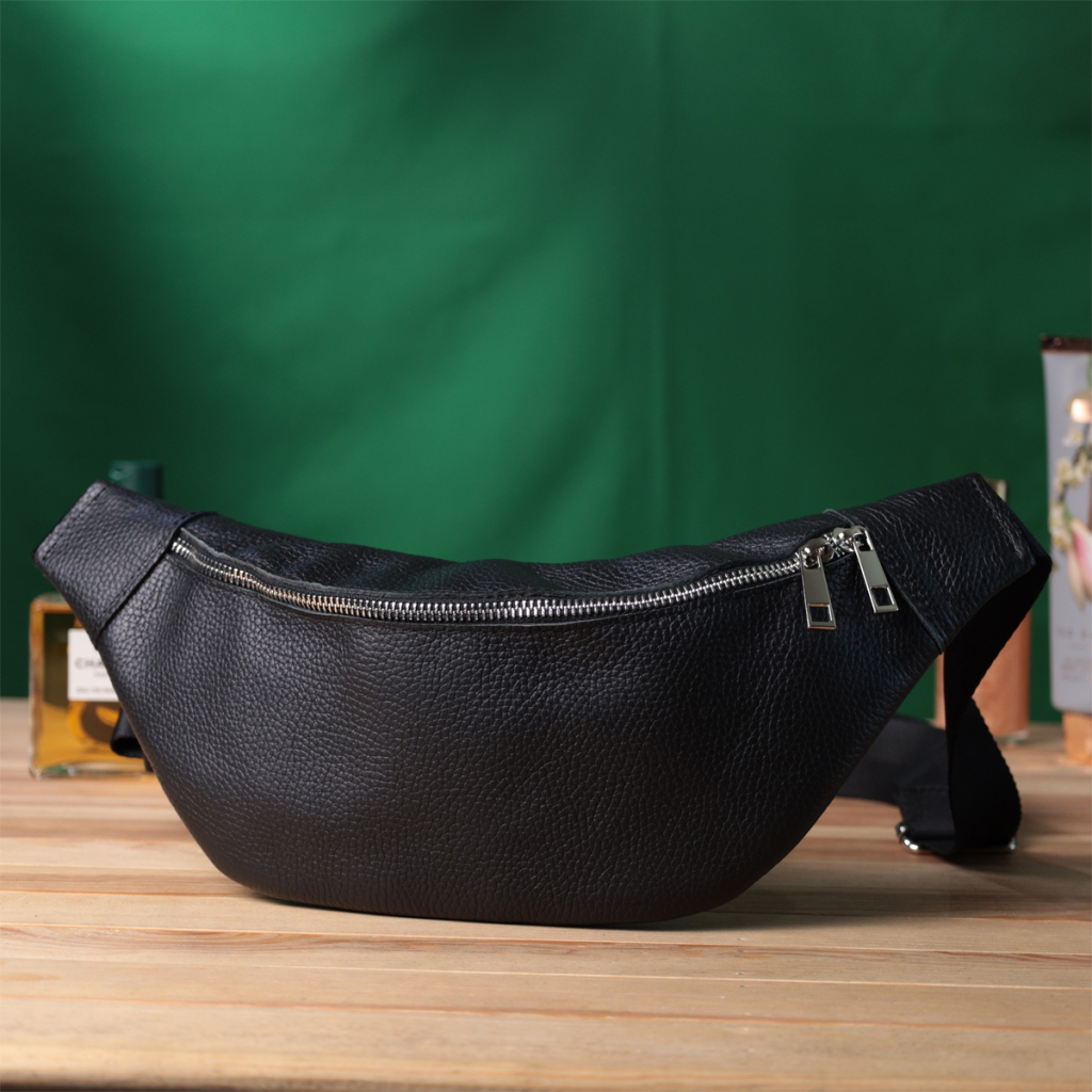 Сумка Shvigel Бананка унісекс з натуральної шкіри Чорна (22824) - зображення 9