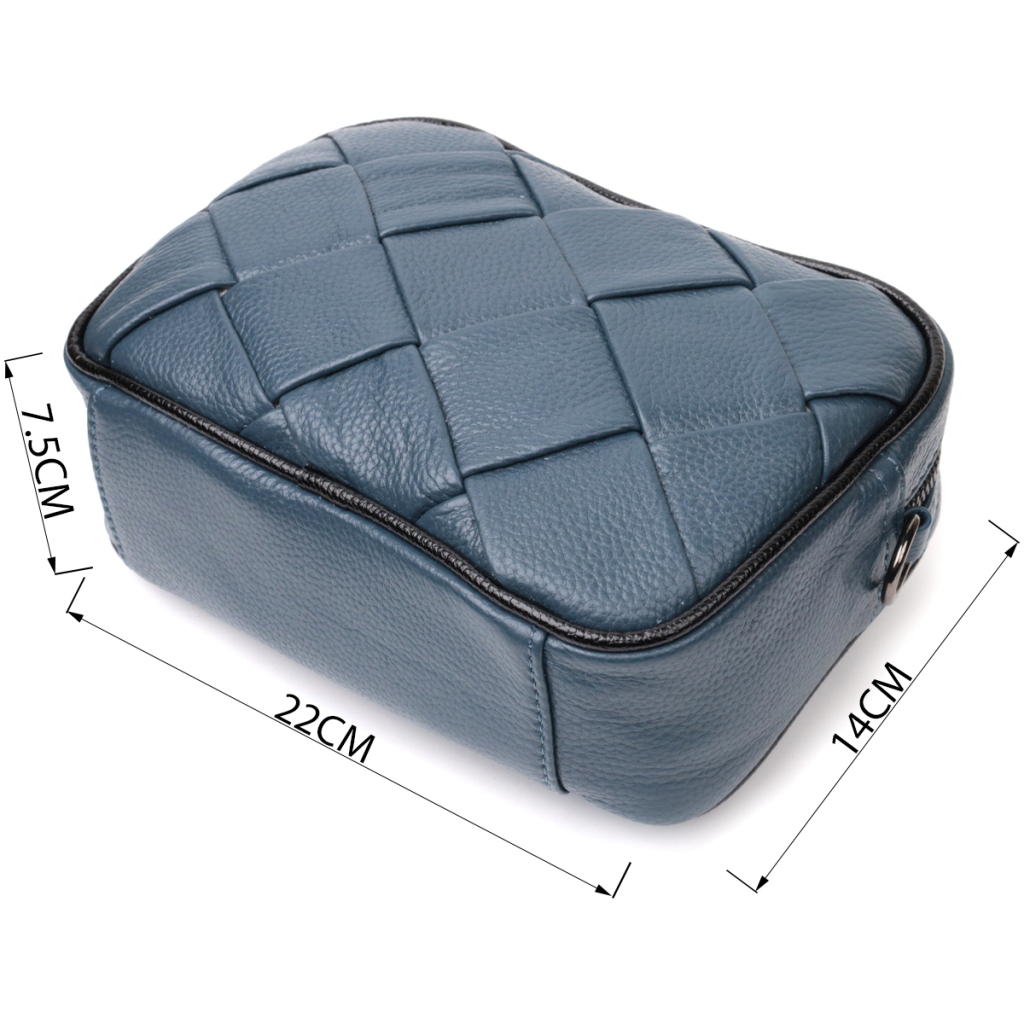 Сумка Vintage Шкіряна з плетінням Синя (22408) - зображення 4