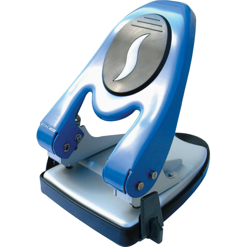 Діркопробивач Economix з лінійкою 60 аркушів Синій (E40119) - зображення 1