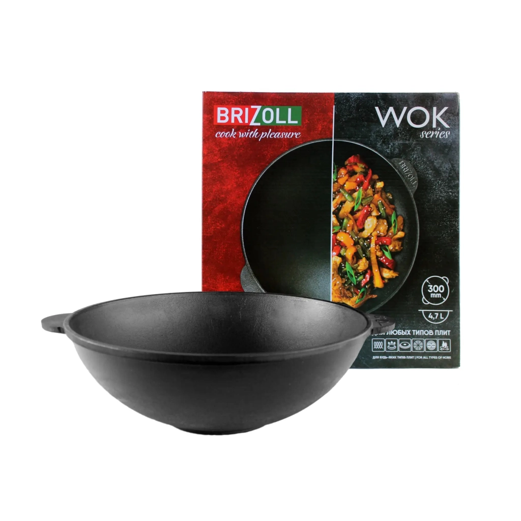 Сковорода Brizoll чавунна WOK 4,7 л 300х103 мм (W30) - зображення 3