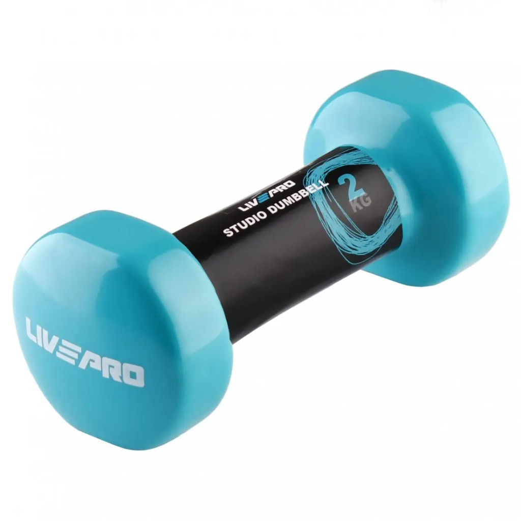 Гантель LivePro Studio Dumbbell LP8076-2 вініл блакитний Уні 2кг (2020301000040) - зображення 1