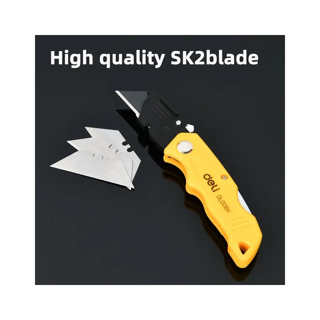 Ніж канцелярський Deli 19 T, трапецієподібне лезо 19мм, чорний (EDL006K) - зображення 3