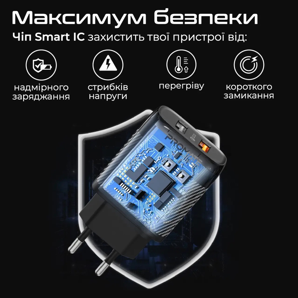 Зарядний пристрій Promate biplug-qc3.eu-bk - зображення 6