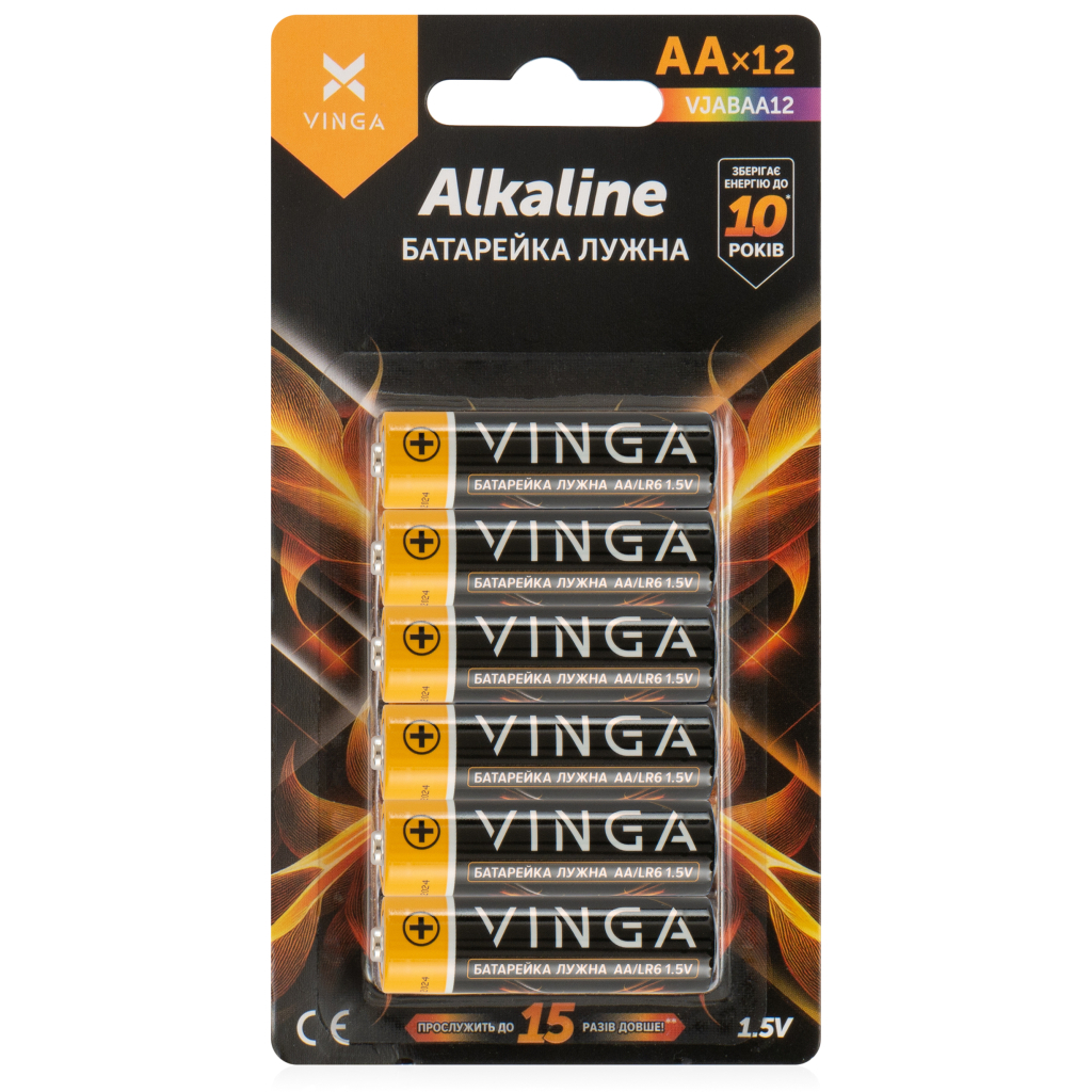 Батарейка AA LR6 Alkaline 12pcs Blister Vinga (VJABAA12) - изображение 1