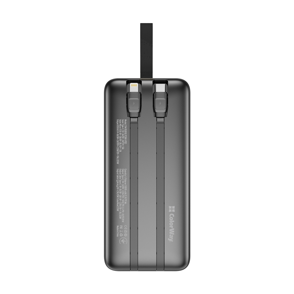 Батарея універсальна ColorWay 30 000 mAh PD/18W, QC3.0/22.5, Digital Display, Black (CW-PB300LPC5BK-PDD) - зображення 2