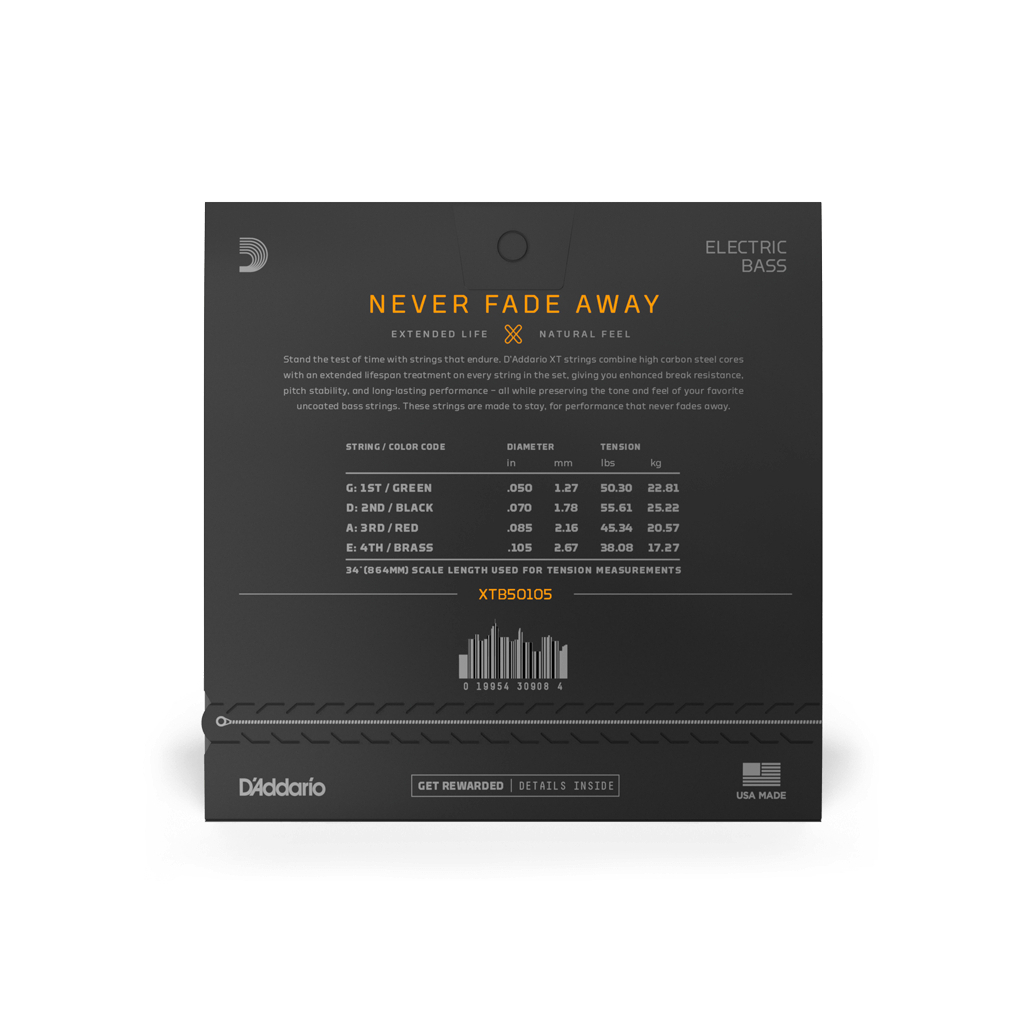 Струни для гітари D'Addario XT Bass Nickel Plated Steel Medium (50-105) (XTB50105) - зображення 3