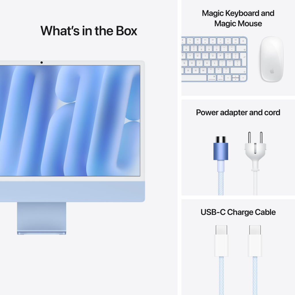 Комп'ютер Apple 24" iMac Retina 4.5K / Apple M4 (8-c/CPU, 8-c/GPU), 16, 256, Blue (MWUF3UA/A) - зображення 4
