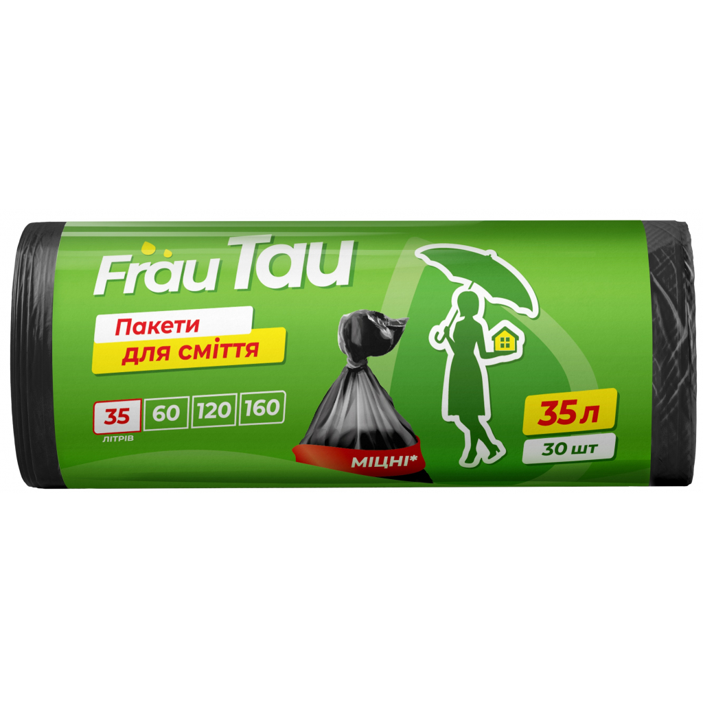 Пакети для сміття Frau Tau Чорні 35 л 30 шт. (4820195508152) - зображення 1