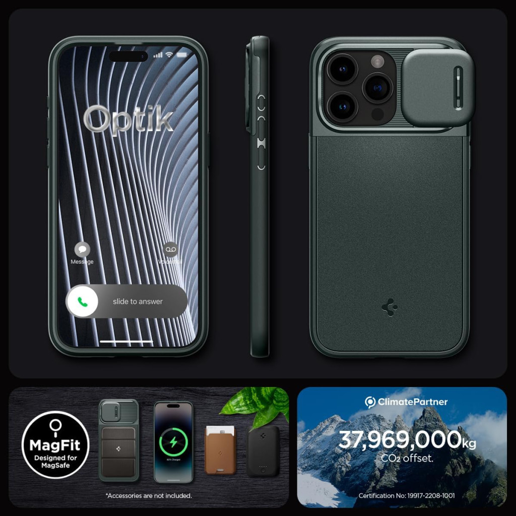 Чохол до мобільного телефона Spigen Apple iPhone 15 Pro Optik Armor MagFit Abyss Green (ACS06739) - изображение 11