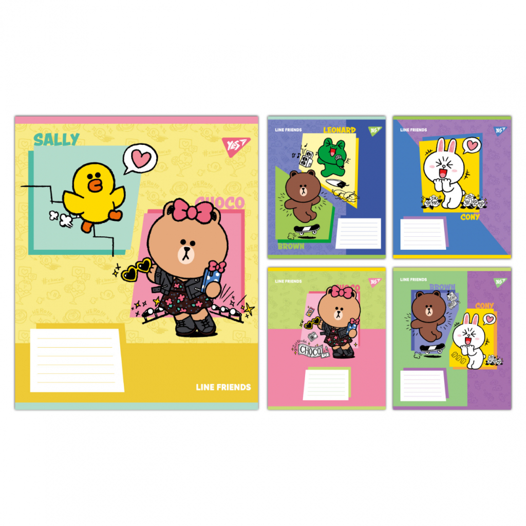 Зошит Yes Line Friends Funnyl А5 24 аркушів клітинка (767643) - зображення 1