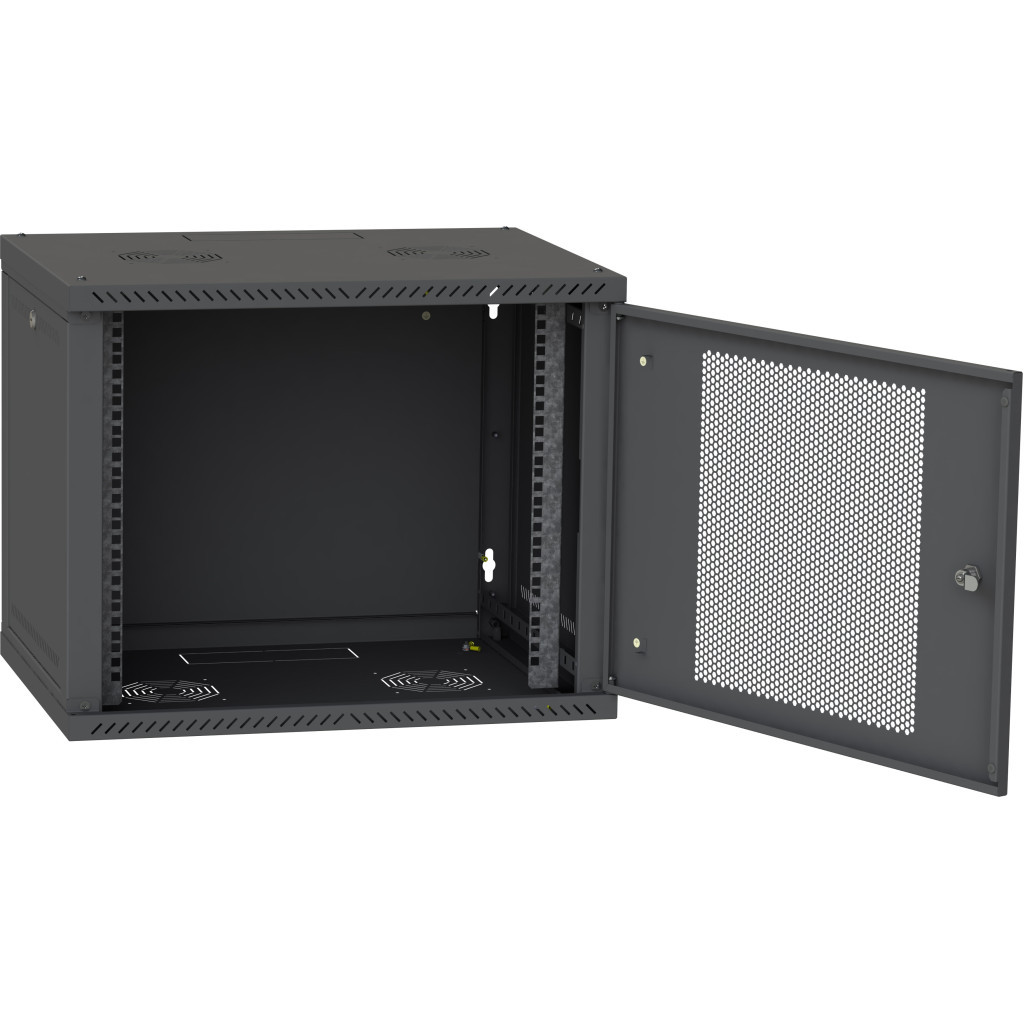 Шафа настінна Ipcom 9U, 600*450, перфорація, RAL9005 (СН-9U-060х045-ДП-9005) - зображення 3