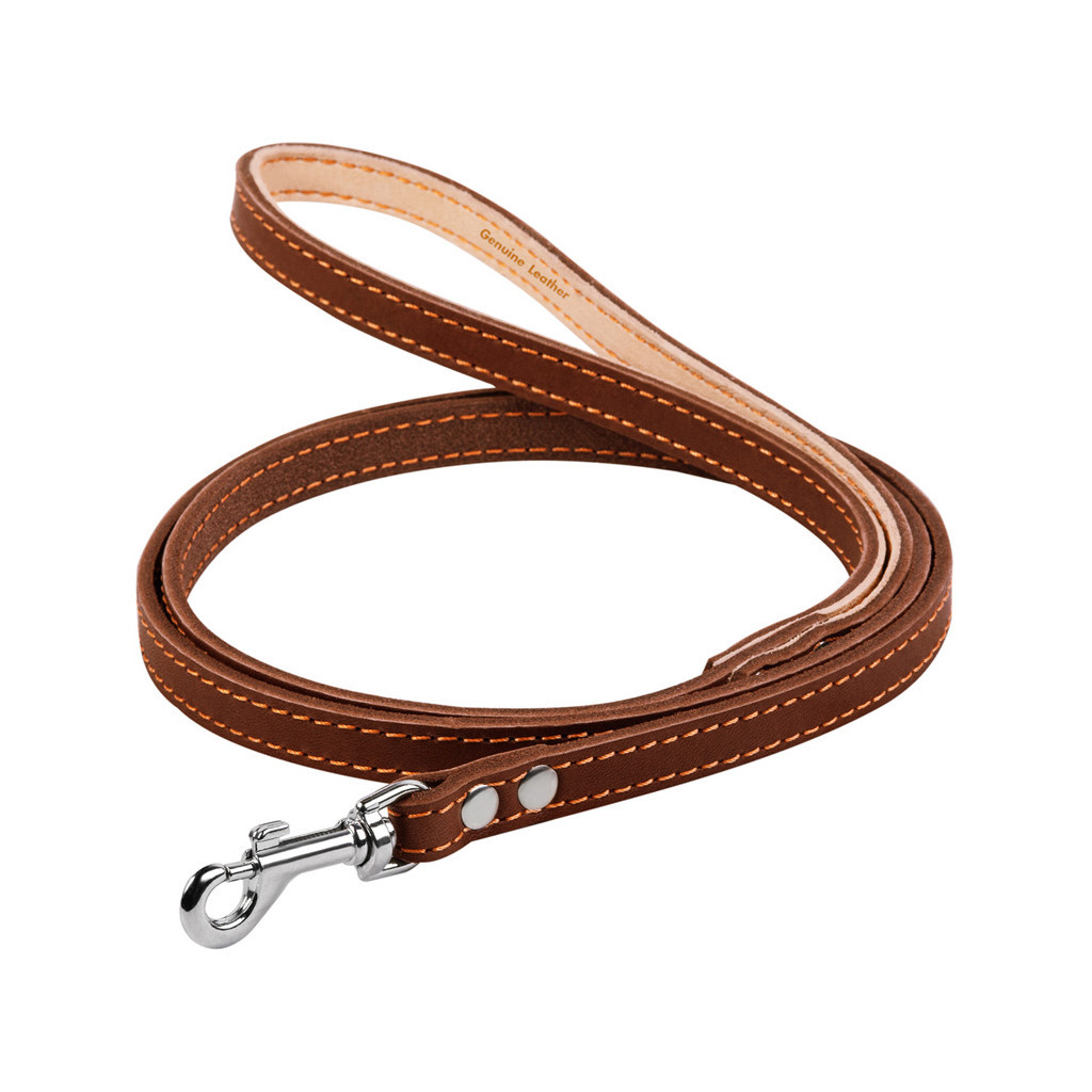 Повідець для собак Collar одинарний з прошивкою Ш 14 мм Д 122 см коричневий (04516) - зображення 1