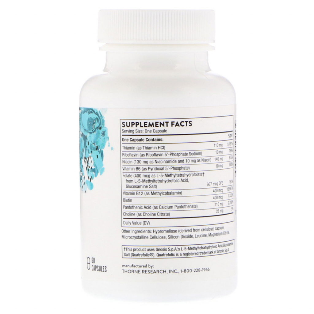 Вітамін Thorne Research Комплекс Вітамінів Групи В, Basic B Complex, 60 гелевих капс (THR-10403) - зображення 2