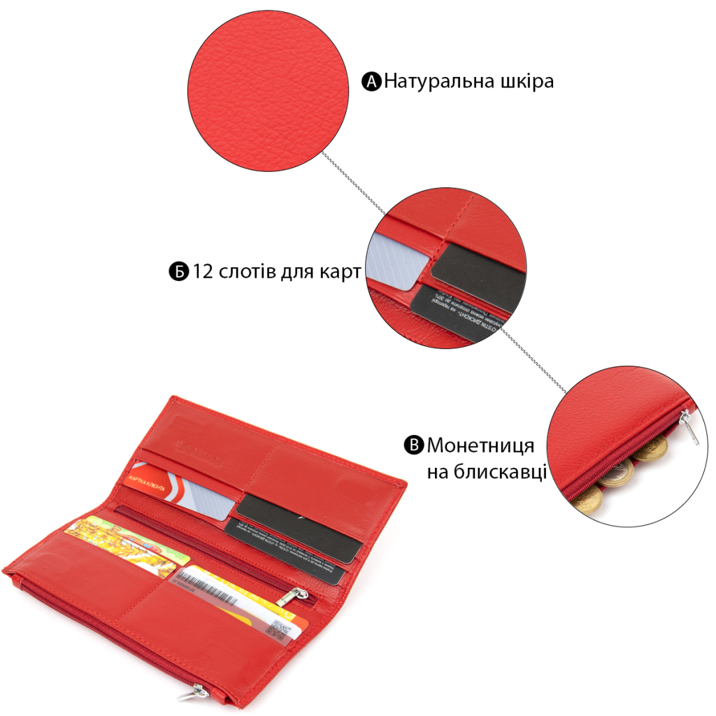Гаманець ST Leather Шкіряний Червоний (19381) - зображення 4