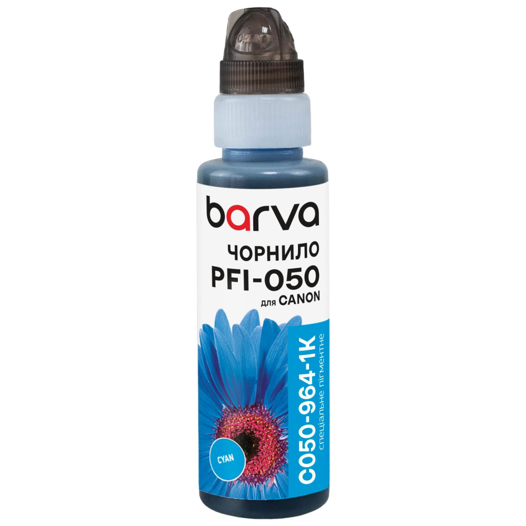 Чорнило Barva Canon PFI-050 100мл, Pigm., флакон OneKey, Cyan (C050-964-1K) - зображення 1