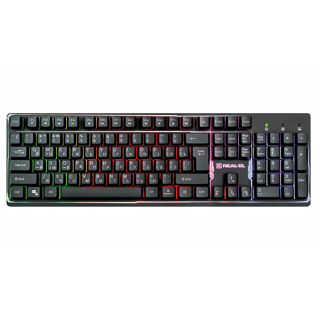 Клавіатура REAL-EL 7011 Comfort Backlit Black - зображення 2