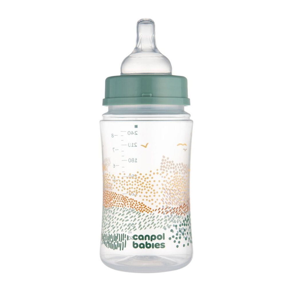 Пляшечка для годування Canpol babies Easystart MOUNTAINS антиколікова з широким отвором 240 мл зелена (35/243_gre) - зображення 2