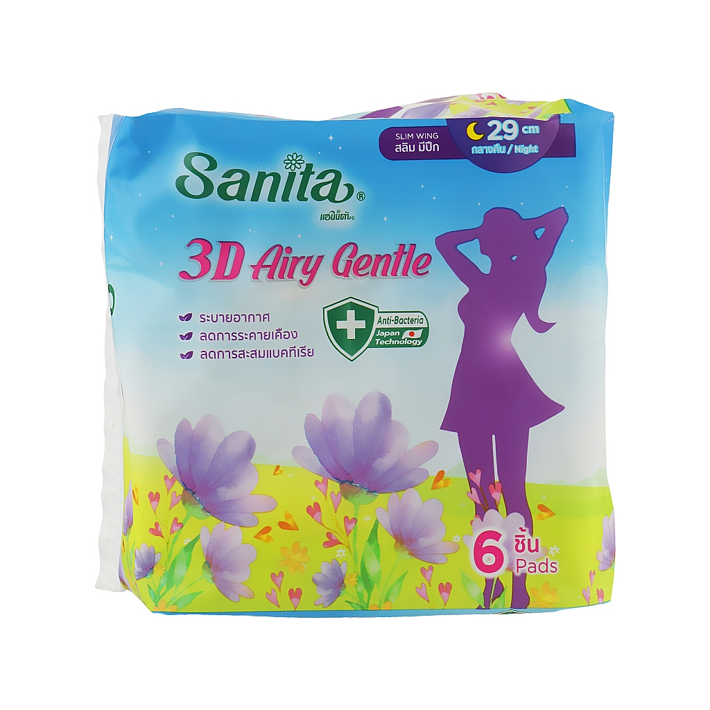 Гігієнічні прокладки Sanita 3D Airy Gentle Slim Wing 29 см 6 шт. (8850461090742) - зображення 1