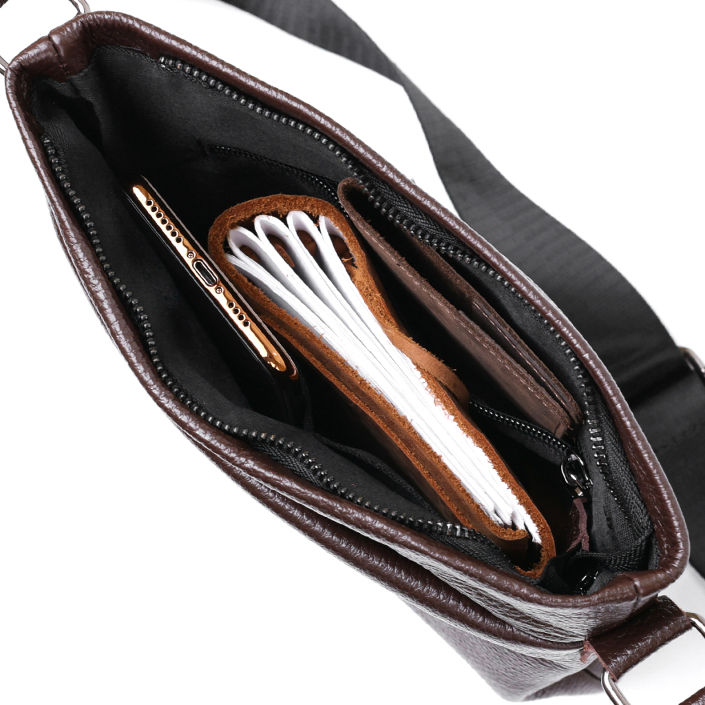 Сумка Shvigel Шкіряна через плече Коричнева (11601) - зображення 7