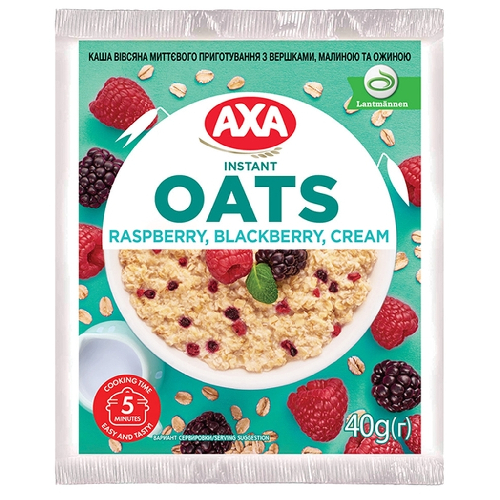 Їжа швидкого приготування АХА Каша Вівсяна вершками, малиною та ожиною 40 г (4820008126313) - зображення 1