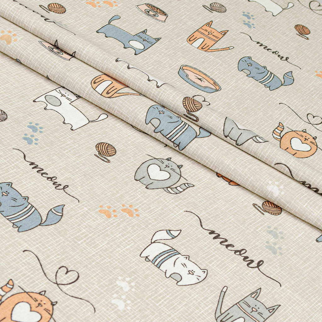 Постільна білизна Home Line Котяча радість бежевий бязь полуторна (174437) - зображення 2