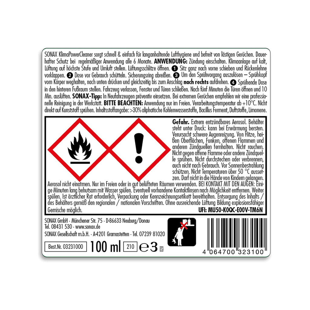 Автомобільний очисник Sonax Klima Power Cleaner AirAid symbiotisch Thekendisplay 100 мл (323100) - изображение 2