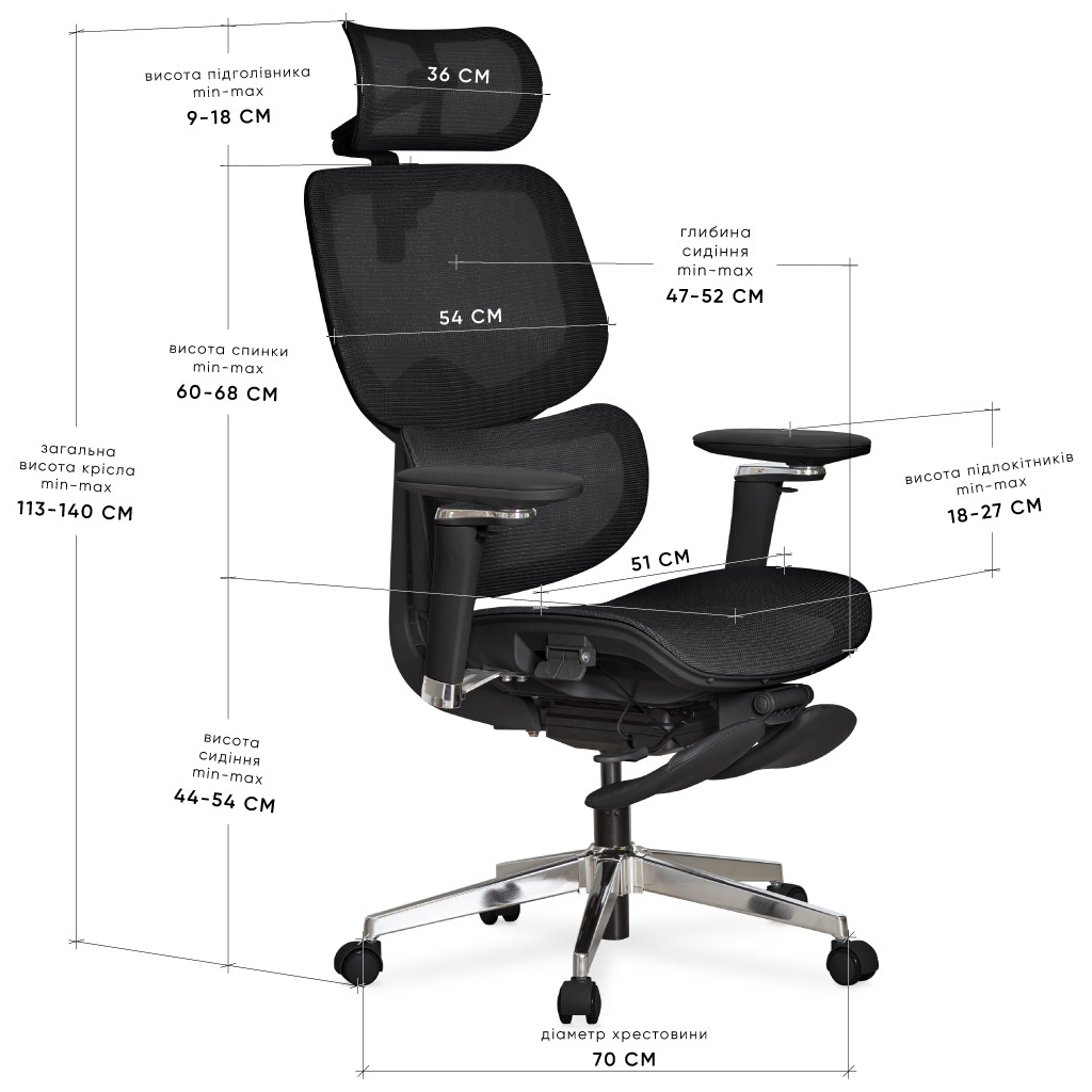 Офісне крісло Mealux D2 Air Plus Black (HF-D2 Plus M/B) - зображення 10