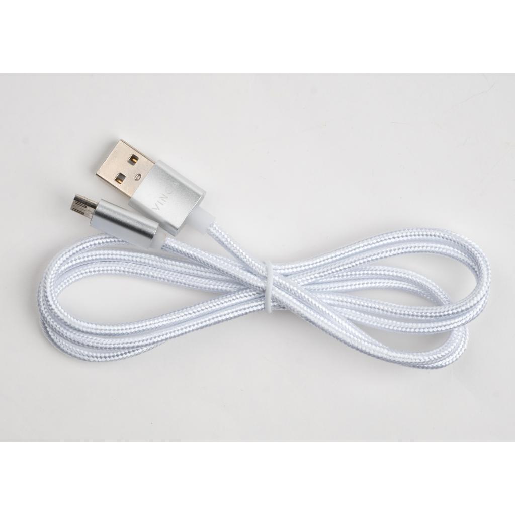 Дата кабель USB 2.0 AM to Micro 5P 1m LED silver Vinga (VCPDCMLED1S) - зображення 3