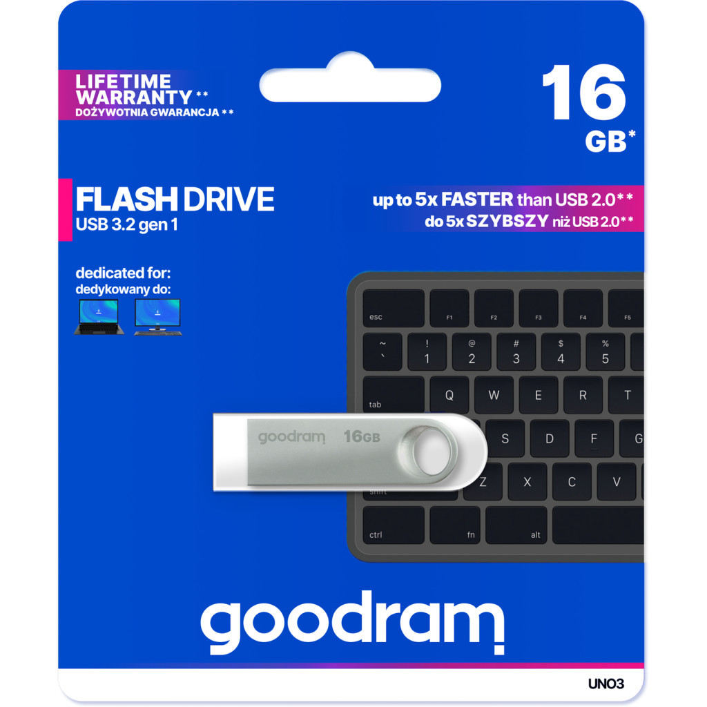USB флеш накопичувач Goodram 16GB UNO3 Steel USB 3.2 (UNO3-0160S0R11) - зображення 4