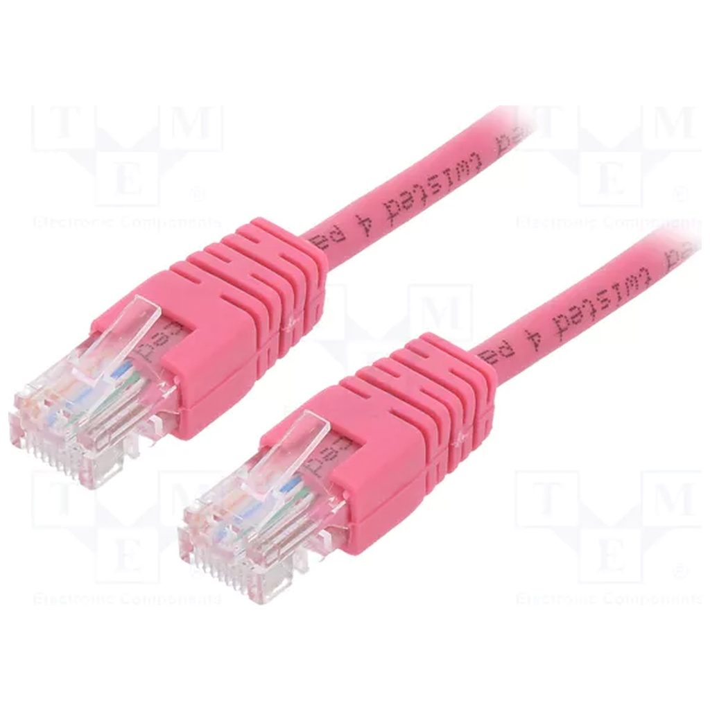 Патч-корд 0.5м, UTP, cat.5e, CCA, pink Cablexpert (PP12-0.5M/RO) - зображення 1