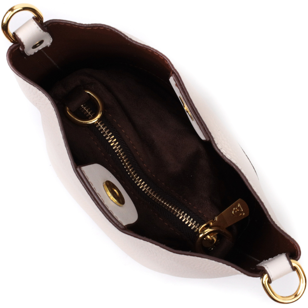 Сумка Vintage Компактна жіноча з автономною косметичкою всередині з натуральної шкіри Біла (22365) - зображення 6