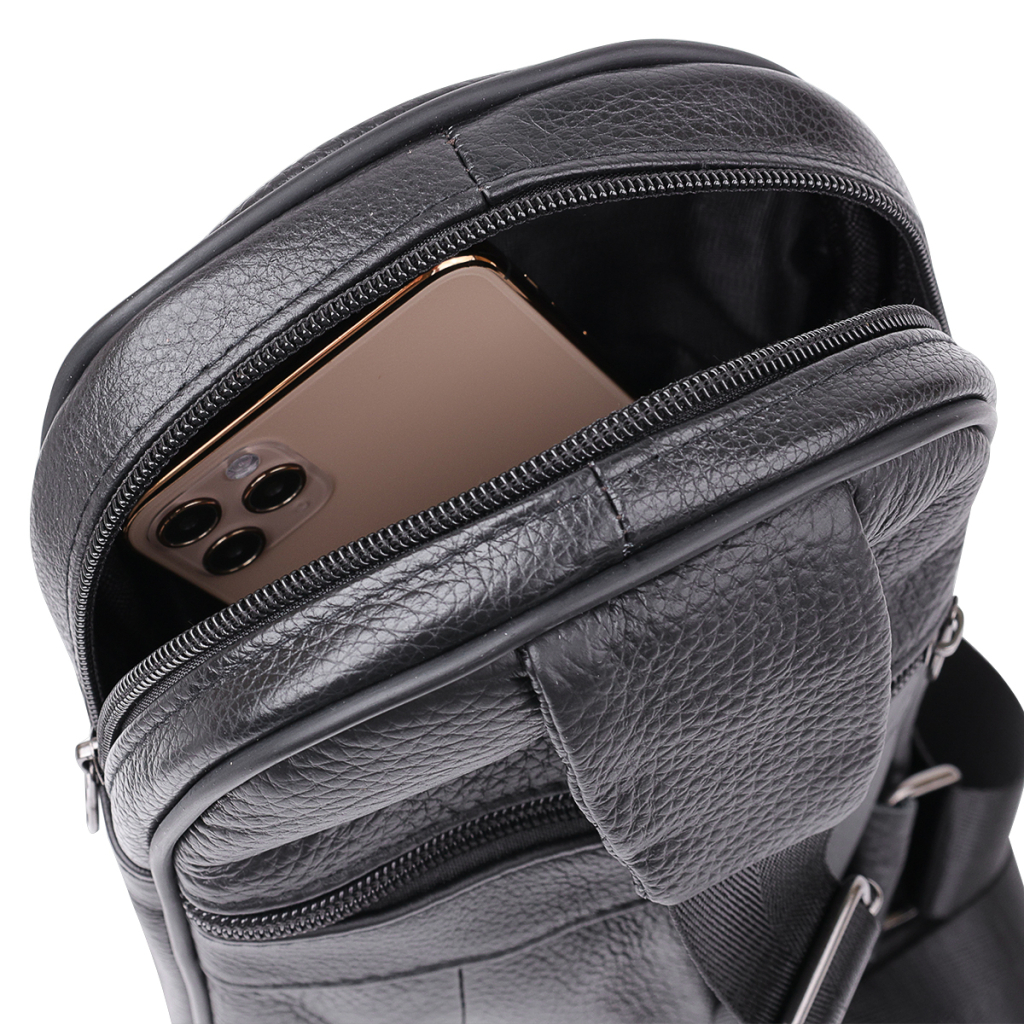 Сумка Vintage Шкіряна чоловіча через плече Чорна (20000) - зображення 6