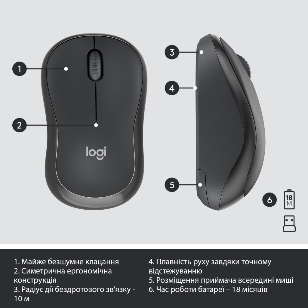 Комплект Logitech MK295 Silent UA Graphite (920-009800) - зображення 7