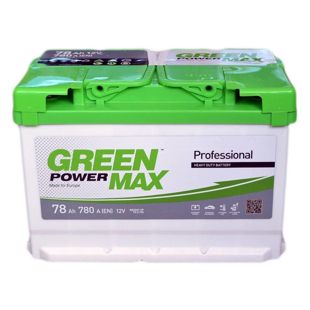 Акумулятор автомобільний GREEN POWER MAX 78Ah (+/-) (780EN) (26093) - зображення 1